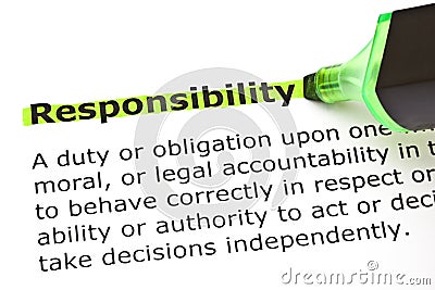 Responsibility highlighted in green Stock Photo