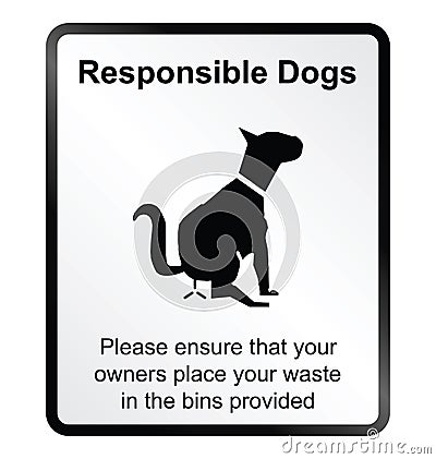 Responsible dogs Information Sign Vector Illustration