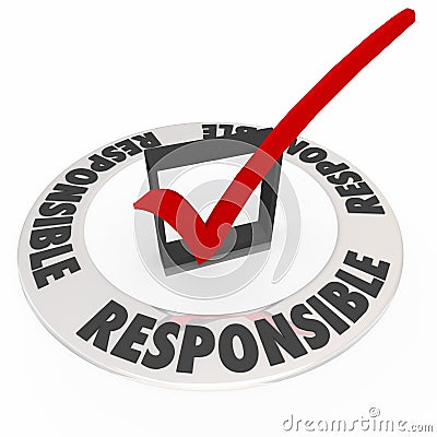 Responsible Word Around Check Mark Box Accountable Stock Photo