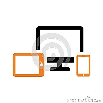 Responsive, adaptive, computer icon. Simple vector sketch Stock Photo