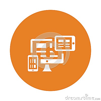 Responsive, adaptive, design icon. Orange vector design Stock Photo