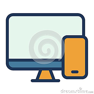 Responsive adaptive mobile desktop single isolated icon with filled line style Cartoon Illustration