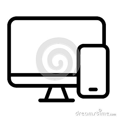 Responsive adaptive mobile desktop single isolated icon with outline style Vector Illustration