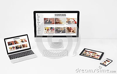 Responsive and/or adaptive web design on different screen sizes Stock Photo