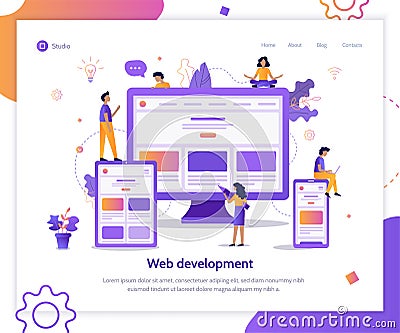 Responsive design landing page Vector Illustration