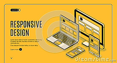 Responsive design landing page, page construction Vector Illustration