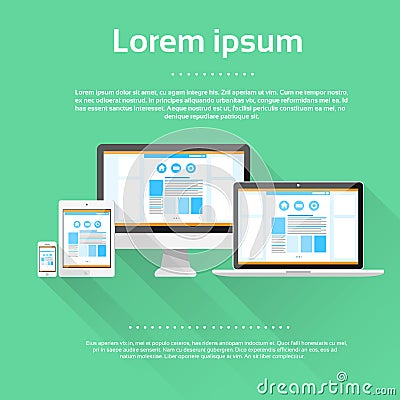 Responsive Design Laptop Phone Tablet Desktop Vector Illustration