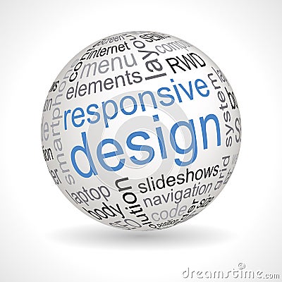 Responsive design theme sphere with keywords Vector Illustration