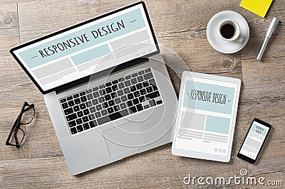 Responsive design and web devices Stock Photo