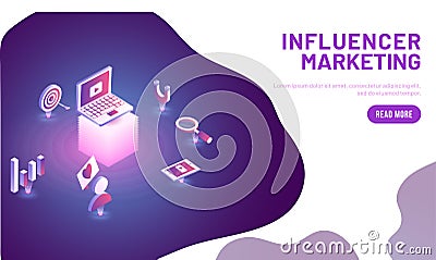 Responsive landing page design for Influencer Marketing concept Cartoon Illustration