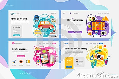 One Page Website Kit for Time For Travel Concept Banners. Vector Illustration Vector Illustration