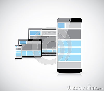 Responsive mobile first web design in smartphone v Vector Illustration