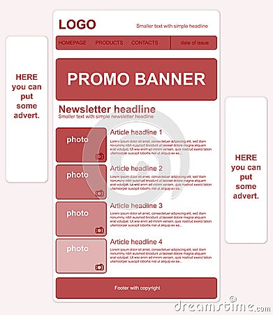 Responsive newsletter template with banners Stock Photo