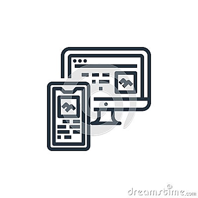 responsive vector icon isolated on white background. Outline, thin line responsive icon for website design and mobile, app Vector Illustration
