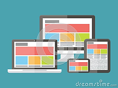 Responsive web design, application development and Vector Illustration