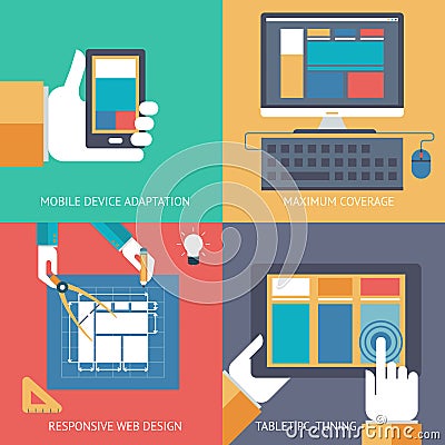 Responsive web design cross browser compatibility development programming Vector Illustration