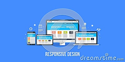 Responsive web design. Flat style illustration. Vector Illustration