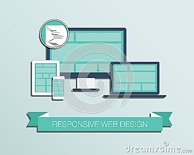 Responsive web design flat styled icon set vector Vector Illustration