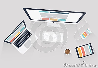 Responsive web design and web development vector illustration Vector Illustration