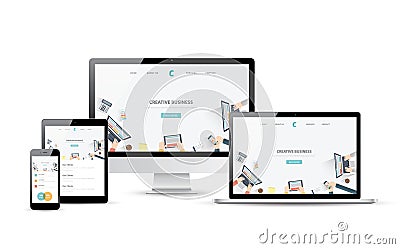 Responsive web design and website development vector devices Vector Illustration