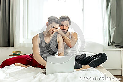 Rest of gay couple after sex Stock Photo