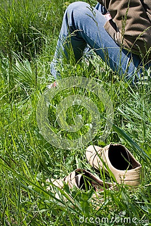 Rest on the grass Stock Photo