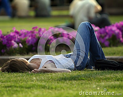 Rest on a lawn Stock Photo