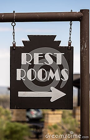 Rest Room Sign In Mesa Verde Stock Photo