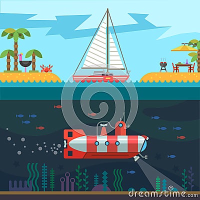 Rest on the sea Vector Illustration