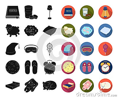 Rest and sleep black,flat icons in set collection for design. Accessories and comfort vector symbol stock web Vector Illustration