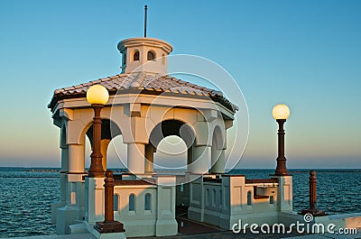 Rest Station on the Corpus Christi, Texas Seawall Stock Photo