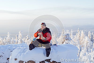 Rest on the top of the cliff Stock Photo