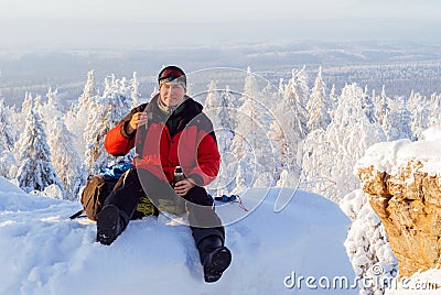 Rest on the top of the cliff Stock Photo