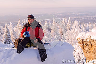 Rest on the top of the cliff Stock Photo