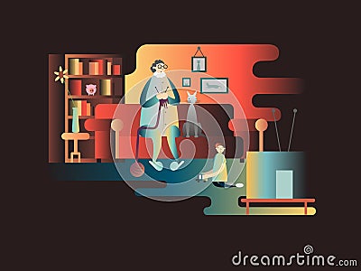 Rest watch TV Vector Illustration