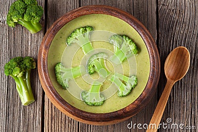 Restaraunt cream of broccoli green soup recipe in Stock Photo