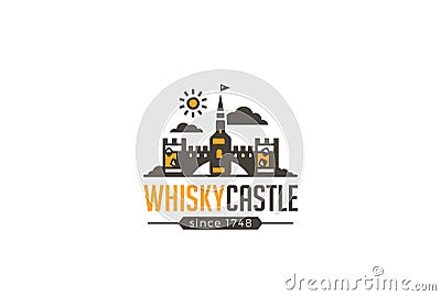 Restaurant Bar Whisky Castle Logo brewery design v Vector Illustration