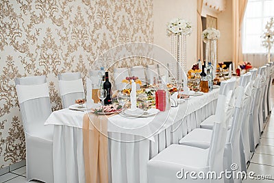 restaurant, beautifully served table with delicious food Stock Photo