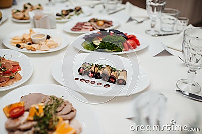 restaurant, beautifully served table with delicious food Stock Photo
