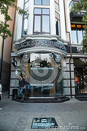 The restaurant Black Star Burgers opened in Grozny, Chechnya Editorial Stock Photo