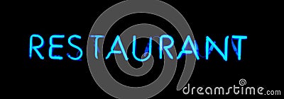 Restaurant blue neon sign Stock Photo