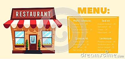 Restaurant or cafe. Exterior building. Vector cartoon illustration Vector Illustration