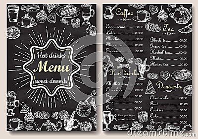 Restaurant chalkboard menu design vector hand drawn illustration Vector Illustration