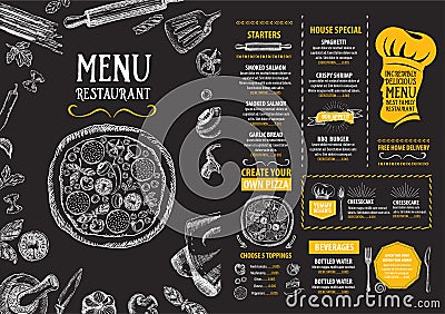 Restaurant cafe menu, template design. Food flyer. Vector Illustration