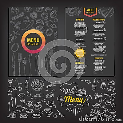 Restaurant cafe menu, template design. Vector Illustration