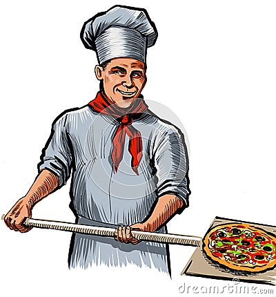 Restaurant chef baking pizza Stock Photo