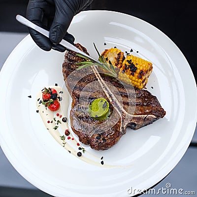 Restaurant chef work cook food preparation skills Stock Photo