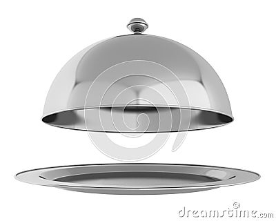 Restaurant cloche with open lid Stock Photo