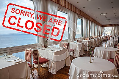 Restaurant closed due to pandemia Covid-19 Stock Photo