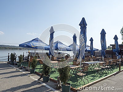 Restaurant in the Danube port, Drobeta-Turnu Severin, Romania Editorial Stock Photo